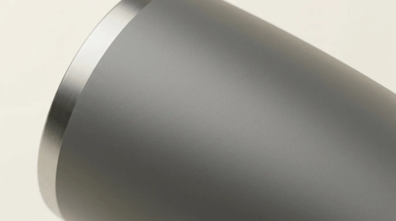 3 stainless steel drinkware tumblers displaying different surface finishes side by side.